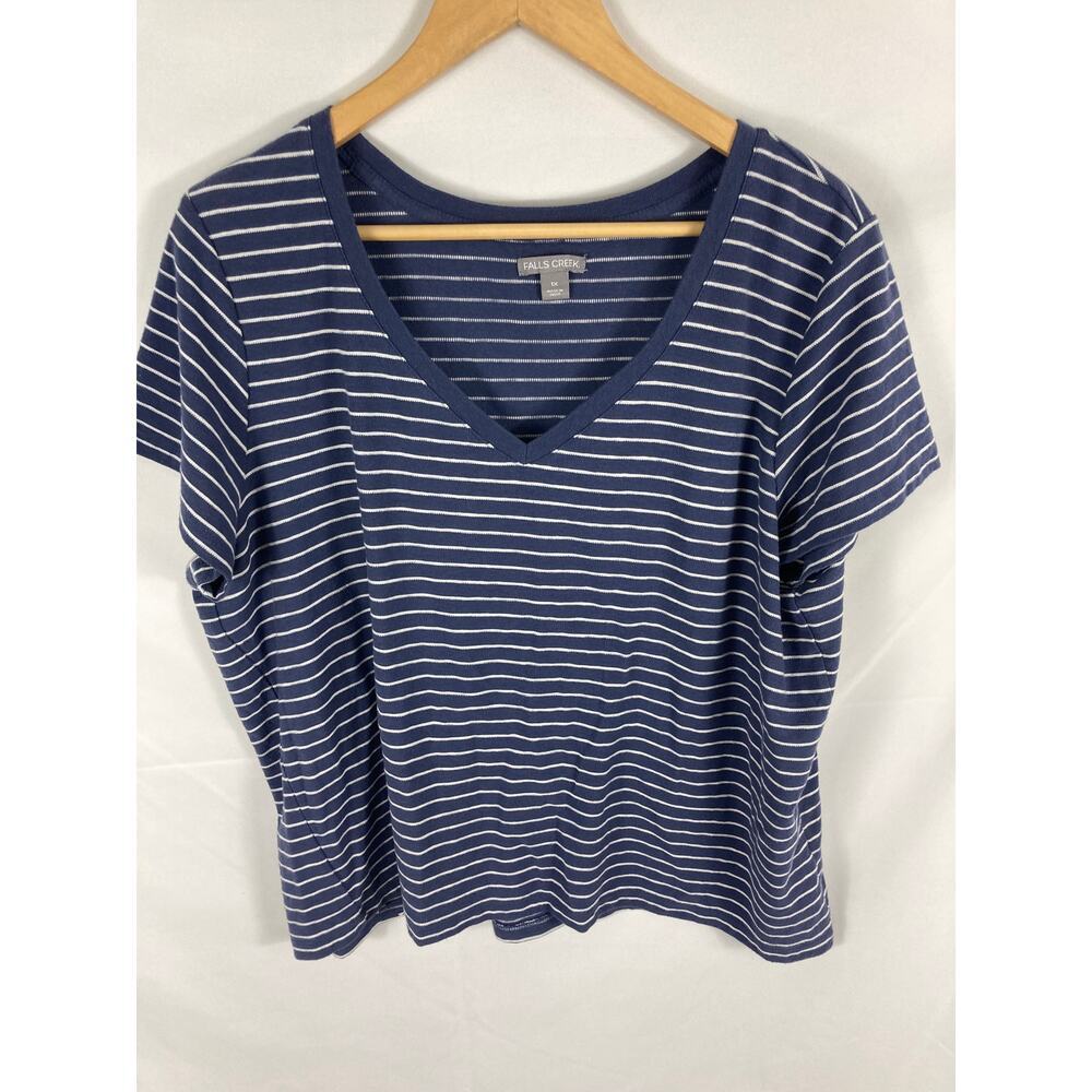 Falls Creek Blue White Stripe Tshirt Size 1X